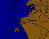 Dibuix Gladiador contra lleó pintat per Silvestre