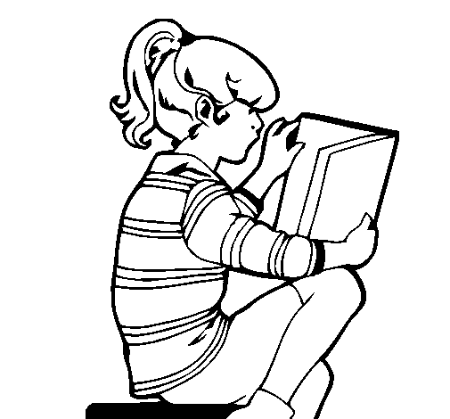 Dibuix Nena llegint pintat per silvia