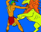 Dibuix Gladiador contra lleó pintat per gerard