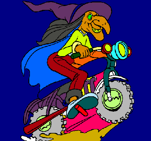Dibuix Bruixa en moto pintat per  gerard