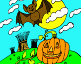 Dibuix Paisatge de Halloween pintat per ONA I EMMA SUY SAURINA