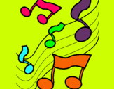 Dibuix Notes en l'escala musical  pintat per jana