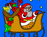 Dibuix Pare Noel en el seu trineu  pintat per roger