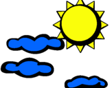 Dibuix Sol i núvols 2 pintat per ISONA OLIVERAS