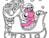 Dibuix Pare Noel en el seu trineu  pintat per alizon