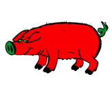 Dibuix Porc amb peülles negres  pintat per Cerdus radioactivus
