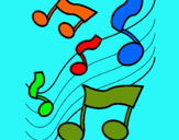 Dibuix Notes en l'escala musical  pintat per marcel cugat