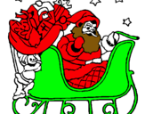 Dibuix Pare Noel en el seu trineu  pintat per alizon