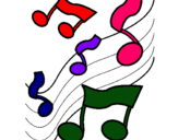 Dibuix Notes en l'escala musical  pintat per marina