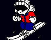 Dibuix Nen esquiant  pintat per nataliiiiia rrrroman buss