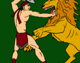 Dibuix Gladiador contra lleó pintat per MARC  PARRAMON