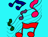 Dibuix Notes en l'escala musical  pintat per joanna gimenez sala