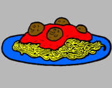 Dibuix Espaguetis amb carn pintat per berenguer i Anna  imarti