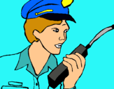 Dibuix Policia amb el walkie pintat per anònim