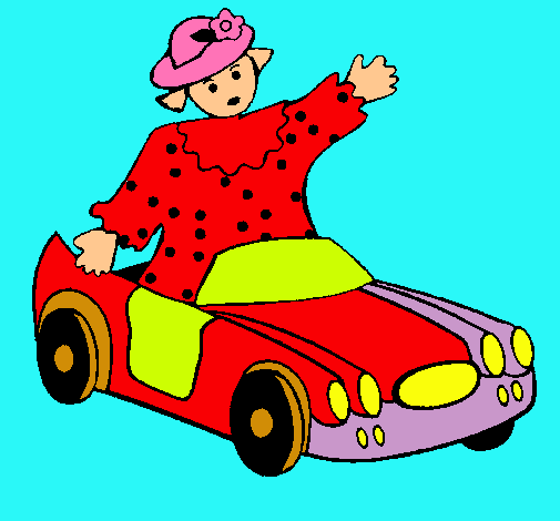 Dibuix Nina en un cotxe descapotable  pintat per julia