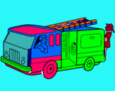 Dibuix Bombers en el camió  pintat per Marina Lucas Comas