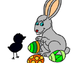Dibuix Pollet, conillet i ous pintat per   ivettelo0pezmartell