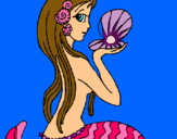 Dibuix Sirena i perla pintat per claudia camps ruz