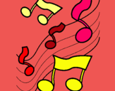 Dibuix Notes en l'escala musical  pintat per laura