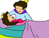 Dibuix La princesa dorment i el príncep pintat per xesca