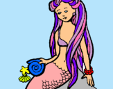 Dibuix Sirena amb cargol pintat per laia