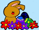 Dibuix Conillet de Pasqua pintat per joana i laia