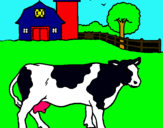 Dibuix Vaca pasturant pintat per ovejitas