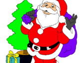 Dibuix Santa Claus i un arbre de nadal  pintat per Pare Nadal