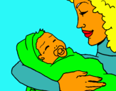 Dibuix Mare amb la seva nadó II pintat per ISONA