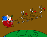 Dibuix Pare Noel repartint regals 3 pintat per 2n iago