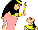 Dibuix Mare i fill egipcis pintat per xesca