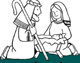 Dibuix Adoren al nen Jesús  pintat per ONA