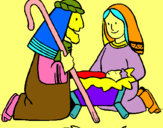 Dibuix Adoren al nen Jesús  pintat per Mònica Martí Santaulària