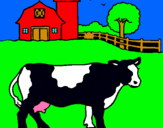 Dibuix Vaca pasturant pintat per dani