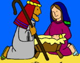 Dibuix Adoren al nen Jesús  pintat per Eva Baudes
