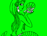 Dibuix Sirena i perla pintat per jùlia