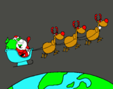 Dibuix Pare Noel repartint regals 3 pintat per bernat