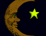 Dibuix Lluna i estrella pintat per ANGEL T
