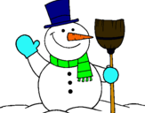 Dibuix ninot de neu amb escombra pintat per ROGER