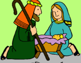 Dibuix Adoren al nen Jesús  pintat per NEIXEMENT