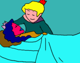 Dibuix La princesa dorment i el príncep pintat per NENA