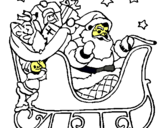 Dibuix Pare Noel en el seu trineu  pintat per piolin