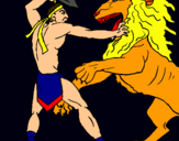 Dibuix Gladiador contra lleó pintat per GERARD