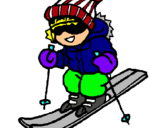 Dibuix Nen esquiant  pintat per olga  serra