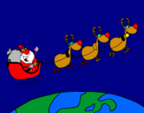 Dibuix Pare Noel repartint regals 3 pintat per gemma