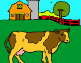 Dibuix Vaca pasturant pintat per marc