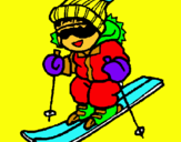 Dibuix Nen esquiant  pintat per lluis