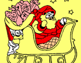 Dibuix Pare Noel en el seu trineu  pintat per PAPA NOEL JOGUINES  (MAR)