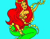 Dibuix Sirena entre bombolles pintat per jùlia marti