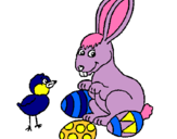 Dibuix Pollet, conillet i ous pintat per anna t